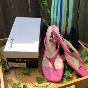 Nine West Manold Heeled Thong Sandals - 7.5 / M / Pink Patent